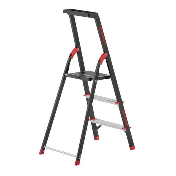 Драбина 3 сходинки, лоток для інвентарю, сталевий профіль, висота верхньої сход. 0,6 м INTERTOOL LT-0053 | Зображення 1