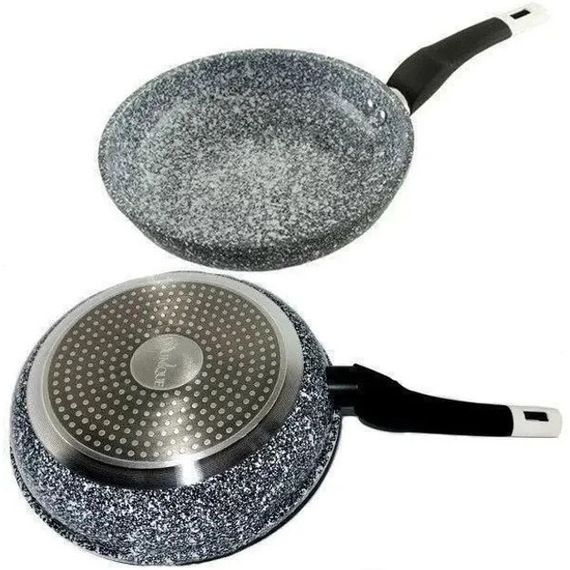 Сковорода із кришкою 20 см світлий граніт UNIQUE UN-5113 | Антипригарна сковорода Гранітна сковорода | Зображення 4