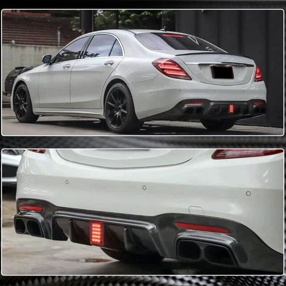 Дифузор заднього бампера з насадками (для S63/S65 AMG 2018-2021, Карбон) для Mercedes S-сlass W222 рр | Зображення 3