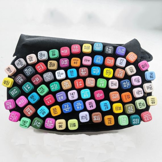 Маркери для дизайнерів 80 шт, Маркери спиртові, Набір маркерів sketch, Набір маркерів JC-133 в чохлі | Зображення 3