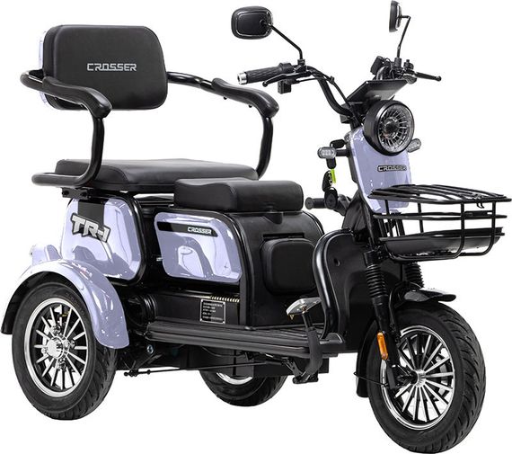 Электротрайк Crosser TR-1 1500W 72V 20Ah, трехколесный электроскутер, до 55 км, для взрослых и пожилых Сірий | Зображення 1