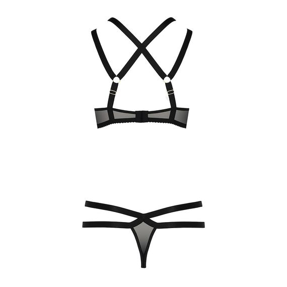Комплект белья Passion Exclusive HAGAR SET XXL/XXXL, black, стрэпы, трусики и лиф | Зображення 5