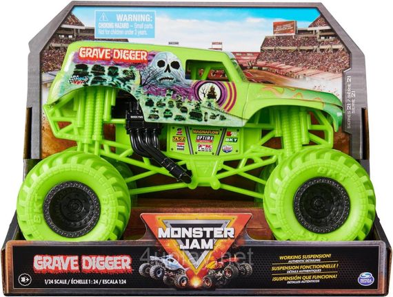 Оригинал Monster Jam Grave Digger Monster Truck Монстр-трак 1:24 Могильщик Гробокопатель Металлический кузов