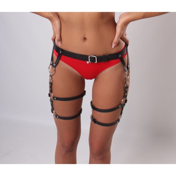 Гартеры сексуальные One Size G4, натуральная кожа, черные sexstyle | Зображення 5