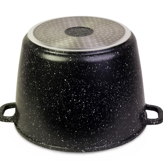 Каструля литий алюміній глибока 10л 28*20см скляна кришка а/п Black marble 4408 KAMILLE | Зображення 4