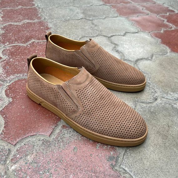 Світлі чоловічі мокасини з перфорацією 40 41 42 44 розмір | Зображення 2