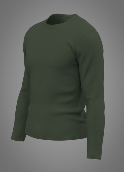 Класичний утеплений лонгслів з довгим рукавом (олива)