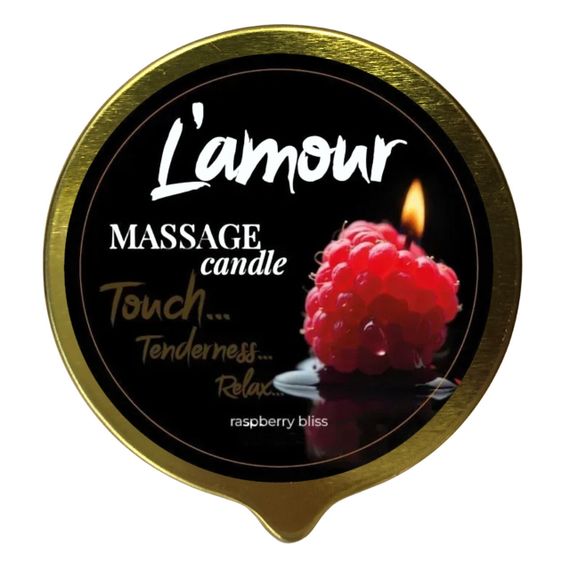 Масажна свічка L’amour Raspberry Bliss, золота, 70 мл Sex Aura