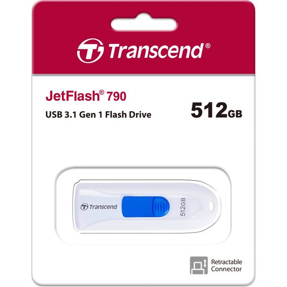 USB флеш накопичувач Transcend 512GB JetFlash 790 White USB 3.1 (TS512GJF790W) | Зображення 4