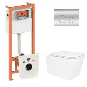 Набір Nest 4 в 1 Qtap підвісний унітаз Crow Ultra Quiet 520x360x290 + комплект інсталяції QT05335172W48202