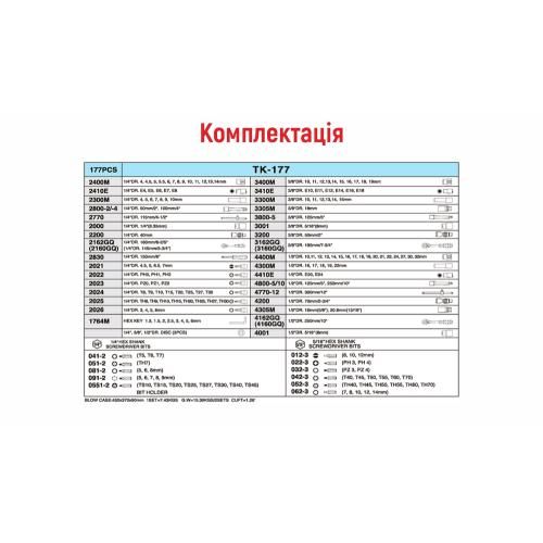 Набор інструмента 177 предметів 1/4", 3/8",1/2" (ТК-177V) HANS (ТК-177V/TK-177) | Зображення 6