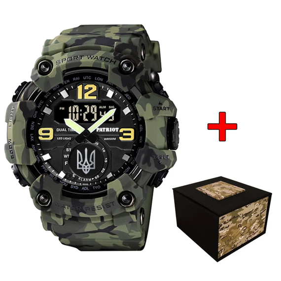 Patriot 004CMGRUASI Тризуб срібло Зелений камуфляж + Коробка.