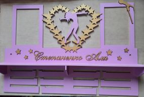 Медальниця танці, іменна з поличкою, дерев'яна, тримач для медалей, медальниці