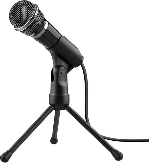 Мікрофон Trust Starzz зі штативом для ПК і ноутбука, 3.5 мм роз’єм, для стрімінгу та чату настільний, чорний
