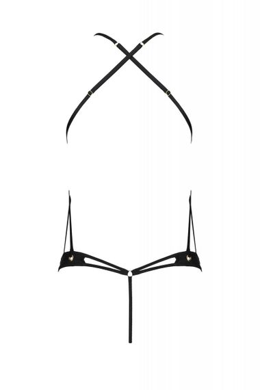 Боді з відкритим доступом Passion TASMINA BODY S/M, black, екошкіра, шнурівки, ажурні мережива sexstyle | Зображення 3