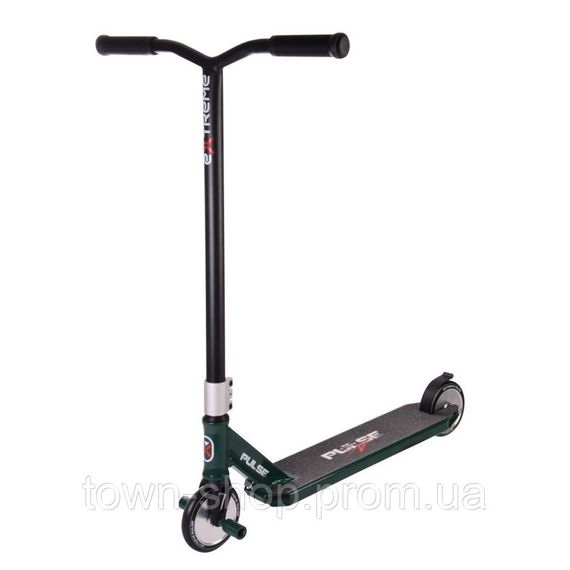 Самокат трюковый 2-х колёсный TR21008 (RL7T) Extreme Motion PULSE, PU 120 мм, цельный алюминий (Зеленый)