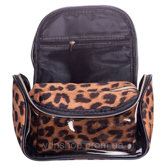 Набір велюрових жіночих косметичок для дому 2 (шт) дорожня косметичка в сумку для косметики, макіяжу, ліків, пензлів Леопард | Зображення 6