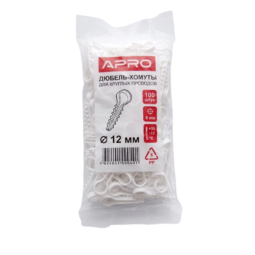 Дюбель-ялинка 12мм для круглого кабелю білий 100шт/уп APRO | Зображення 3