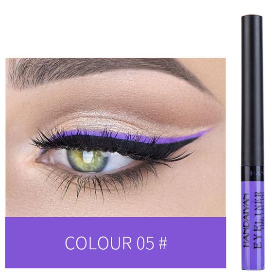 Кольорова водостійка підводка для очей HANDAIYAN Eyeliner Long Lasting Professional колір №5 Фіолетовий
