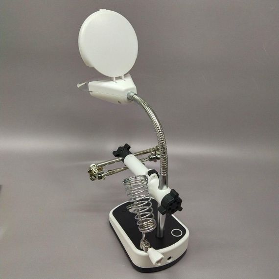 Лупа "третя рука" MG16090C з 5LED підсвіткою, з тримачами для деталей | Зображення 4
