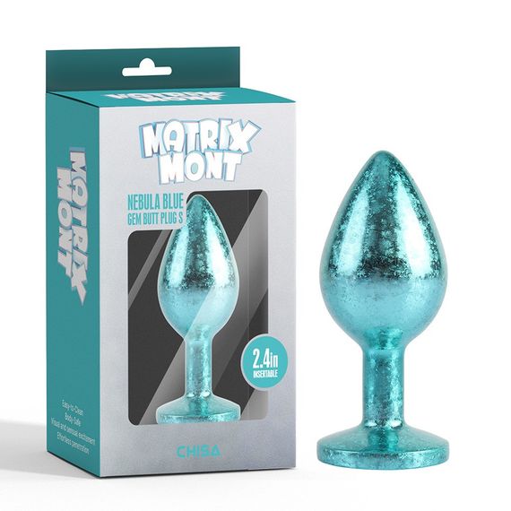 Анальная пробка голубая поталь CHISA MATRIX MONT с голубым камнем, размер S sexstyle