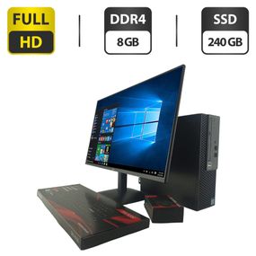 Комплект ПК: комп'ютер Dell OptiPlex 3050 SFF / Intel Core i5-6400 (4 ядра по 2.7 - 3.3 GHz) / 8 GB DDR4 / 240 GB SSD / Intel HD Graphics 530+ Новий монітор AOC 24B31H/24" (1920x1080) IPS / Кабелі б/в + Подарунок Дротова клавіатура + мишка