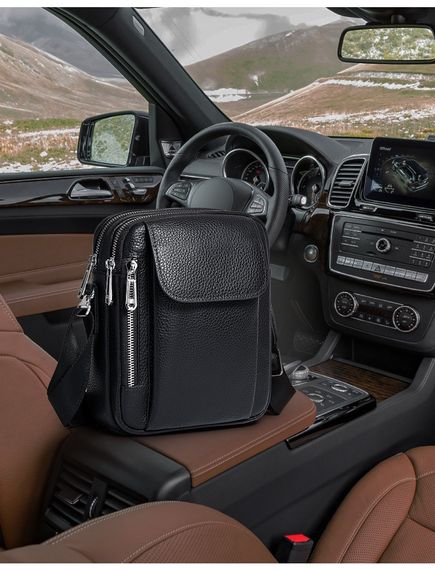 Чоловіча шкіряна сумка-барсетка через плече чорна Bexhill BX-09164 | Зображення 9