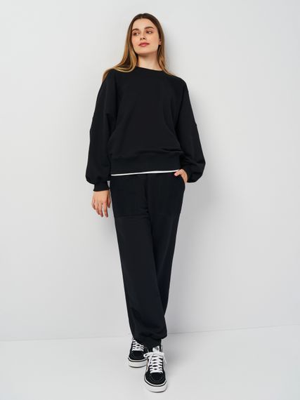 Костюм жіночий світшот та штани-джоггери чорний, 2XL | Зображення 3