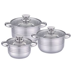 Набор Unique UN-5031 из нержавеющей стали, кастрюли с крышками 2,1л, 2,9л, 3,9л