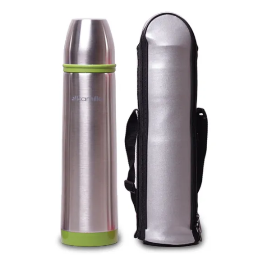 Термос 1л з нерж.сталі із пластику зі вставками і чохлом KAMILLE | Зображення 2