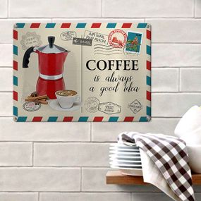Металева табличка Coffee is always good idea 26х18,5 см (MET_20J084_SER)