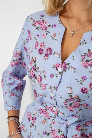 Платье софт с принтом, цвет голубой, 230R0032-5 | Зображення 4