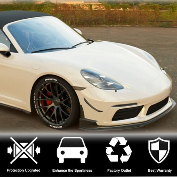 Передний бампер Лип V1 (2016-2019, карбон) для Porsche Boxster/Cayman 982 (718) 2016- гг | Зображення 1