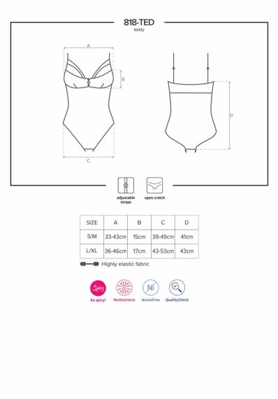 Мереживне боді з доступом 818-TED-1 teddy L/XL, чорне sexstyle | Зображення 7