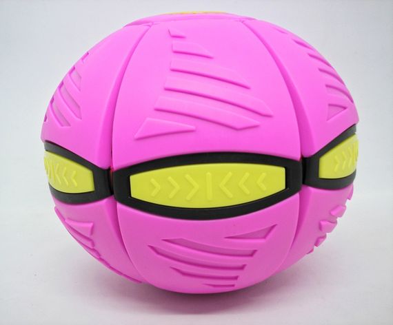 Складаний ігровий м'ячик фрісбі рожевий Flat Ball Disc м'яч трансформер літаюча тарілка світиться з 6 LED