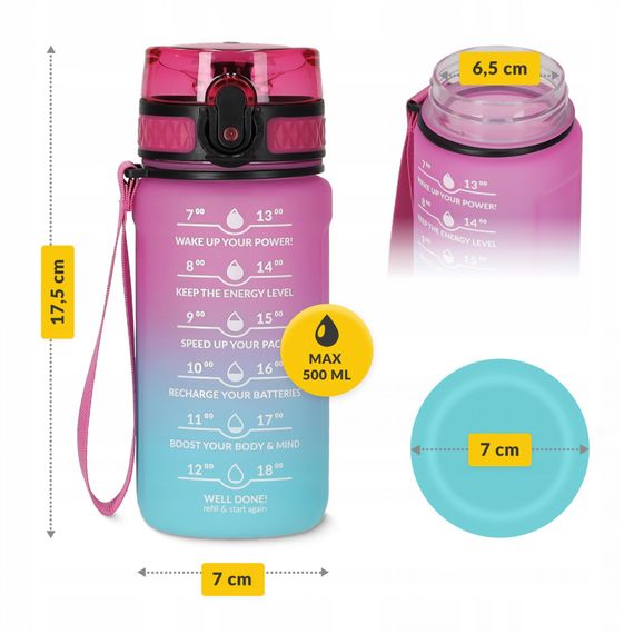 Пляшка для води спортивна 4FIZJO 500 мл 4FJ0628 Pink/Sky Blue (P-5905973400749) | Зображення 8
