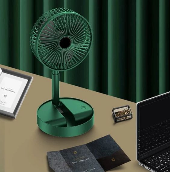 Складной аккумуляторный мини-вентилятор с USB-зарядкой XL 908 зеленый | Зображення 5