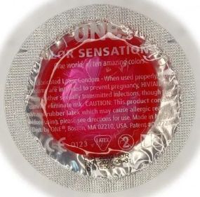 Набір латексних презервативів One Color Sensation із силіконовим мастилом червоного кольору (ціна за 5 шт) Sex Aura