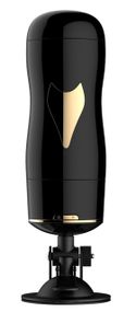 Мастурбатор із двома входами на присосці Boss Series: Vibrating Masturbation Cup Black, BS6300056 Sex Aura