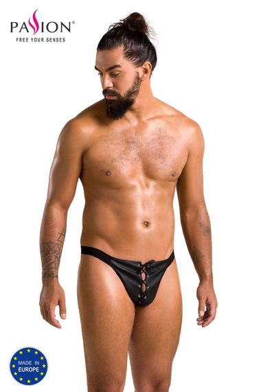 Чоловічі сліпи на шнурівці Passion 044 SLIP BEN L/XL Black, екошкіра, люверси Sex Aura | Зображення 4