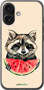 Чохол на iPhone 16 Єнотик з кавуном "4605u-3709-2448"