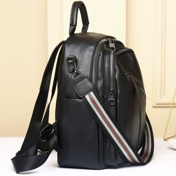 Стильний жіночий шкіряний рюкзак чорний міський 51124 | Зображення 3