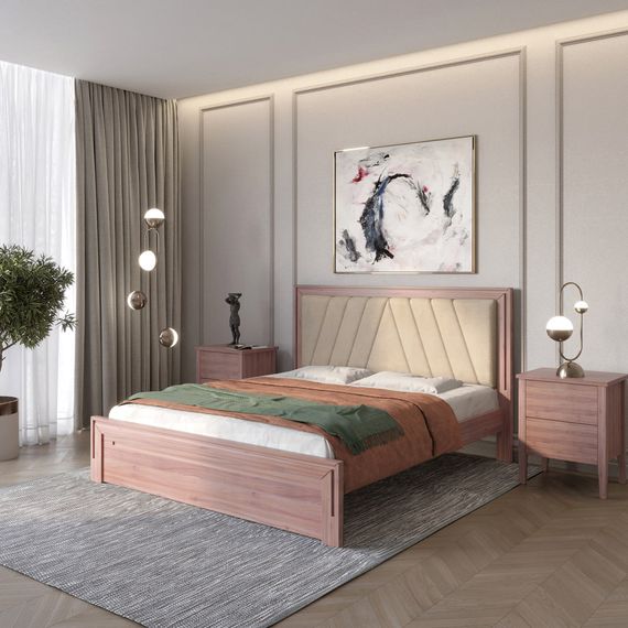 Односпальне дерев'яне ліжко Mebigrand Торонто Т2 Горіх лісовий/Аляска 23 (бежевий) 80х200 см (MBG-7963)