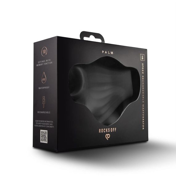 Мастурбатор Rocks Off Palm Black, петлі для пальців, 10 режимів Sex Aura | Зображення 7
