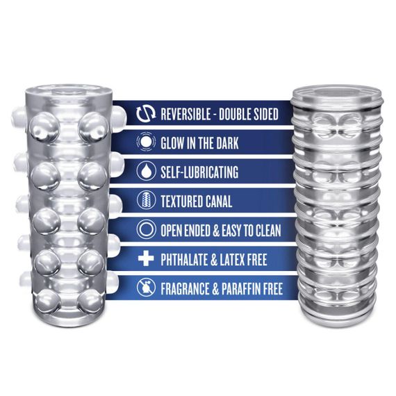 Мастурбатор Blush Rize – Swich Glow in the Dark Masturbator Clear, двосторонній, світиться в темряві Sex Aura | Зображення 1