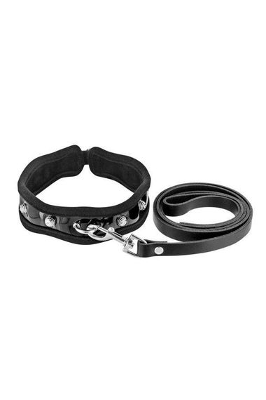 Поводок Fetish Tentation Premium Patent leather chocker and leash Sex Aura