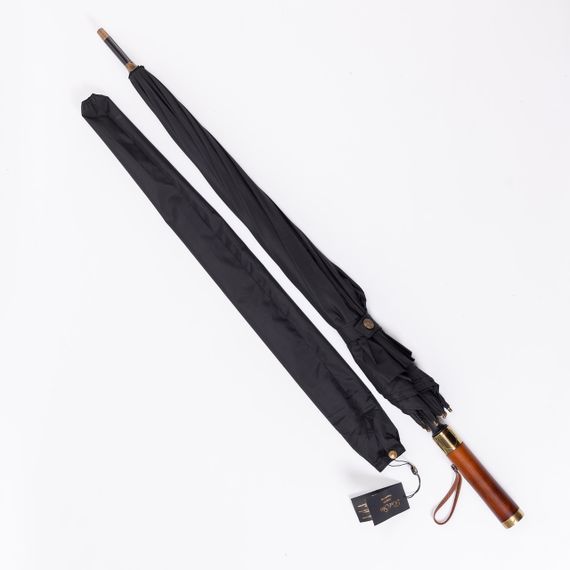 Класична парасолька-тростина напівавтомат з поліестеру 8 спиць діаметр 124 см Чорна HP-23-6B | Зображення 1