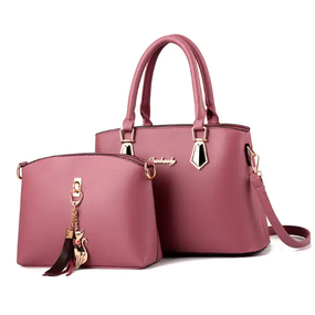 Набір сумка жіноча класична через плече та маленька сумочка Рожева 441