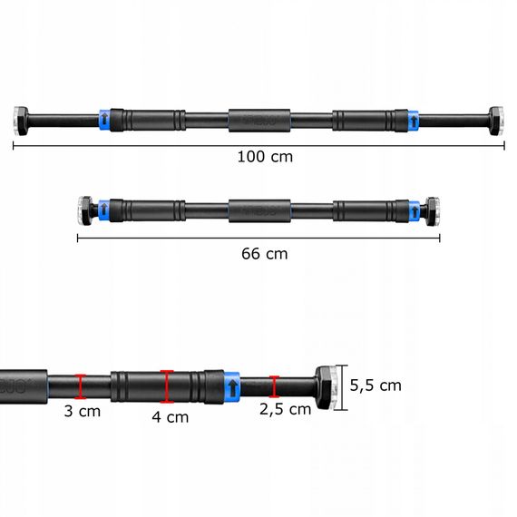 Турнік розсувний 4FIZJO 66-100 см 4FJ0600 (P-5907739314758) | Зображення 3