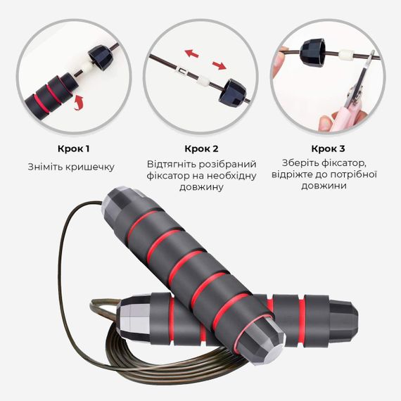 Скакалка швидкісна PowerPlay 4210 Power Weighted Jump Rope Чорна (2,7m.) | Зображення 6